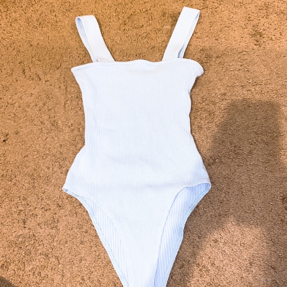 Baby Blue Straight Neck Bodysuit, Brand New